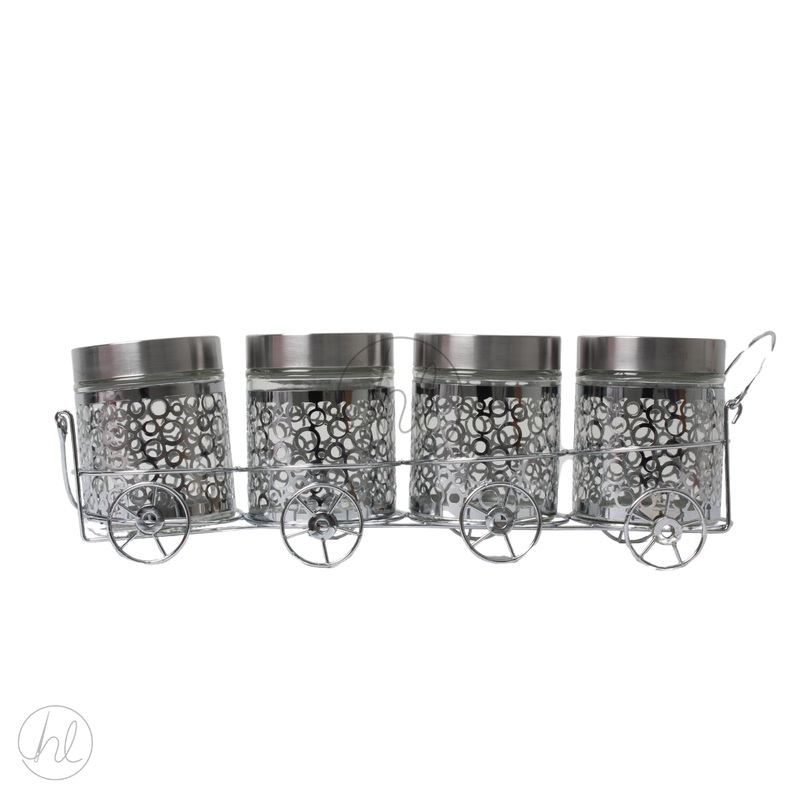 CANISTER GLASS ON STAND 4PCE