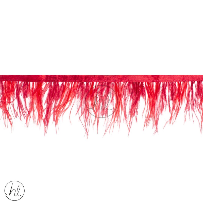 2 TONE FEATHER TRIMMINGS RED PER M