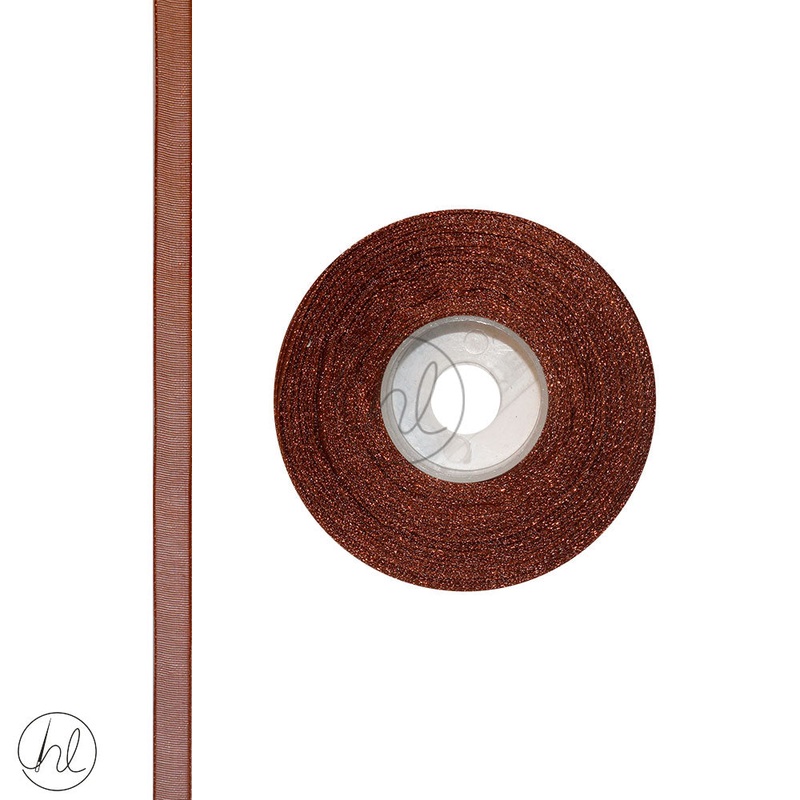 RIBBON ORGANZA BROWN 6MM 20M PER ROLL