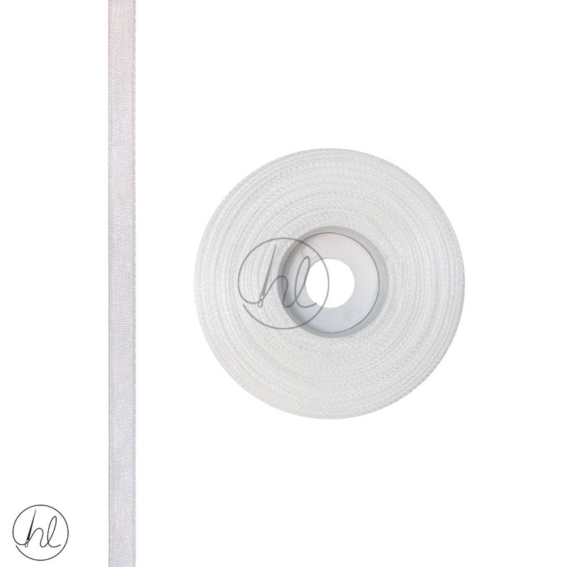 RIBBON ORGANZA WHITE 6MM 20M PER ROLL