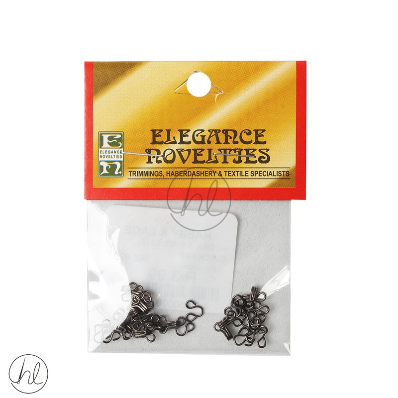 ELEGANCE HOOKS AND EYES 048-027 BLACK SIZE 00
