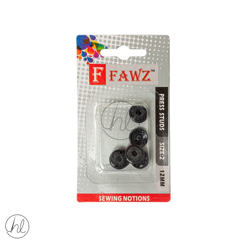 Press Studs Fawz Size 2  Black 12MM