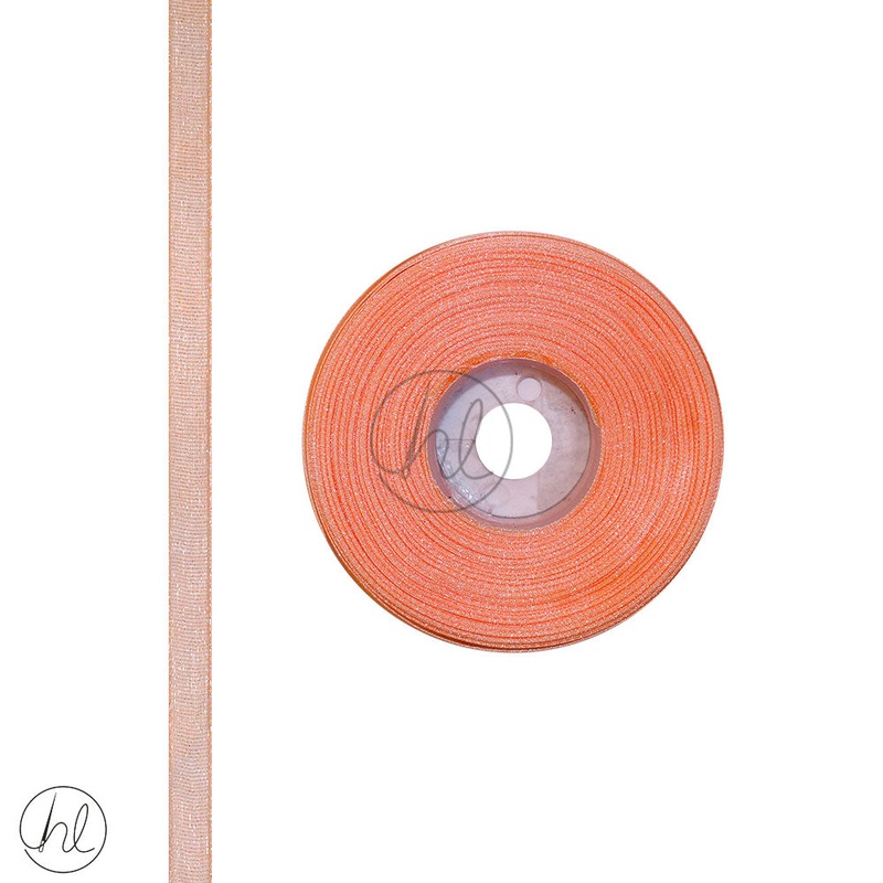 RIBBON ORGANZA PEACH 6MM 20M PER ROLL