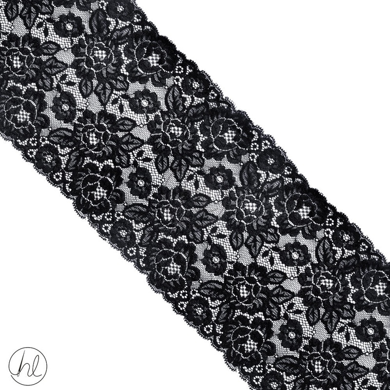 STRETCH LACE BLACK NSL/108 180MM PER M