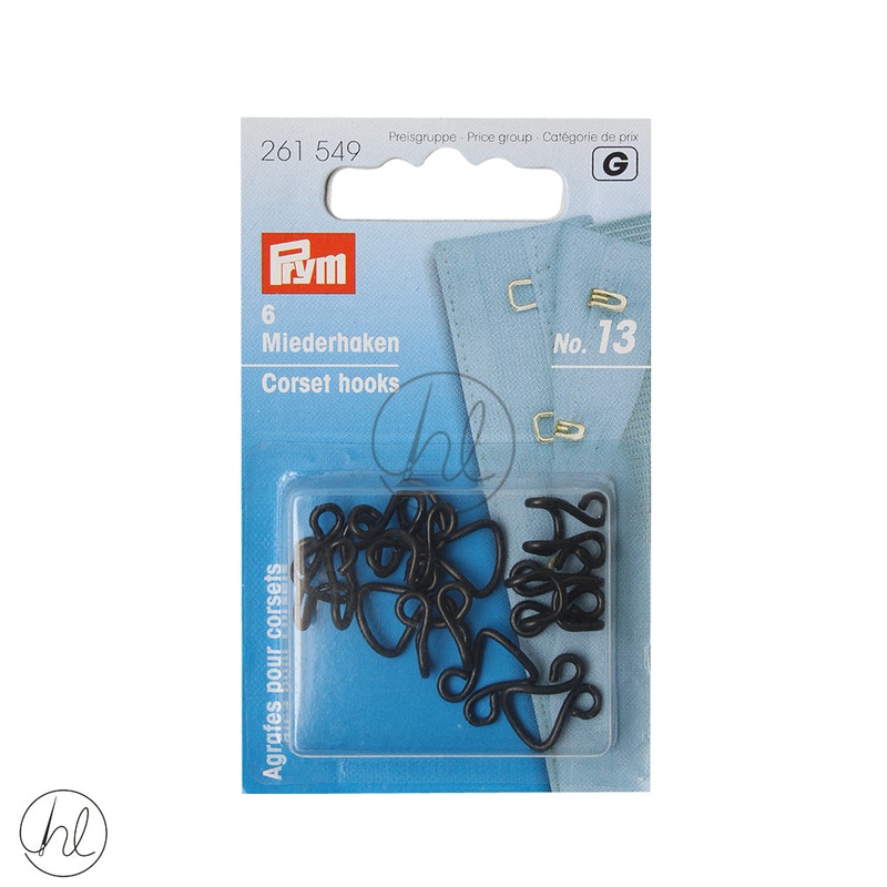 PRYM CORSET HOOKS 261-549 BLACK