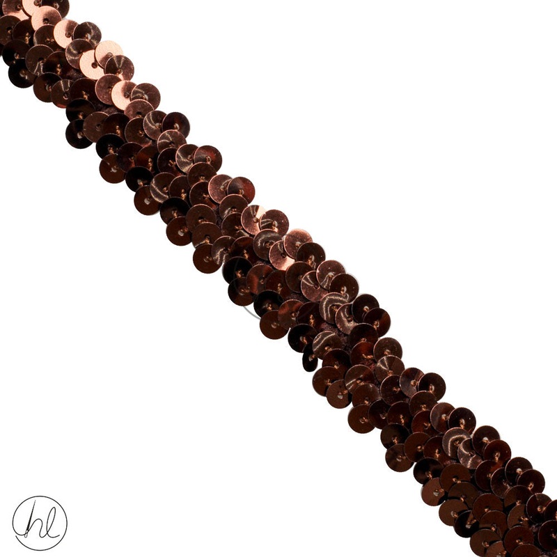 STRETCH SEQUINS 2 LINE BROWN PER/M