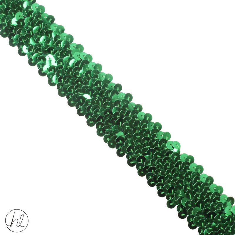STRETCH SEQUINS 4 LINE GREEN PER M