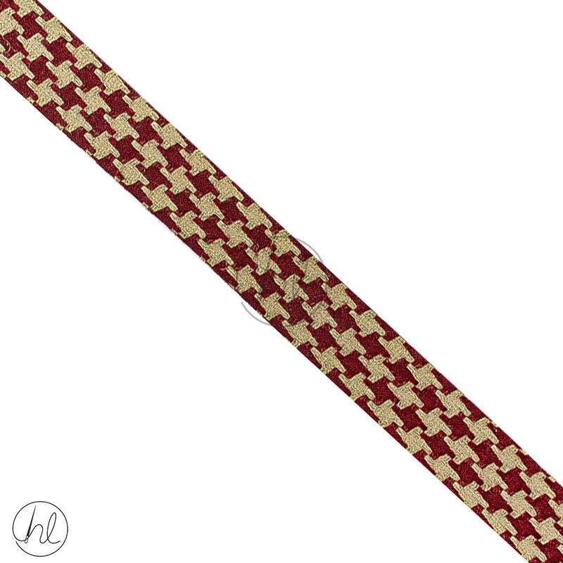 Ribbon 2 Tone Fancy  25mmMaroon/Cre