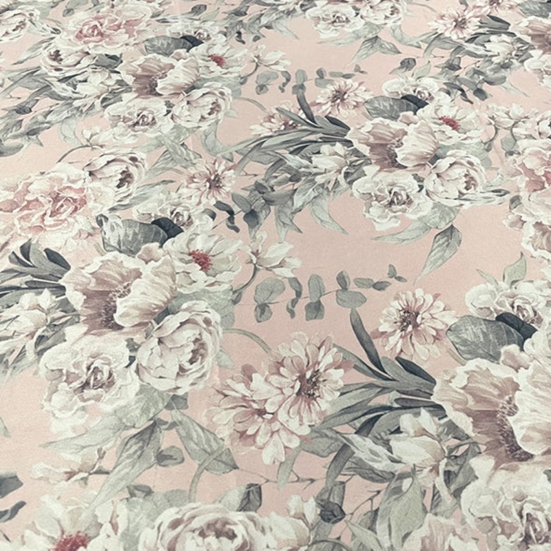 Floral Dusk (Poly Print) Wholesale Fabric in Blush