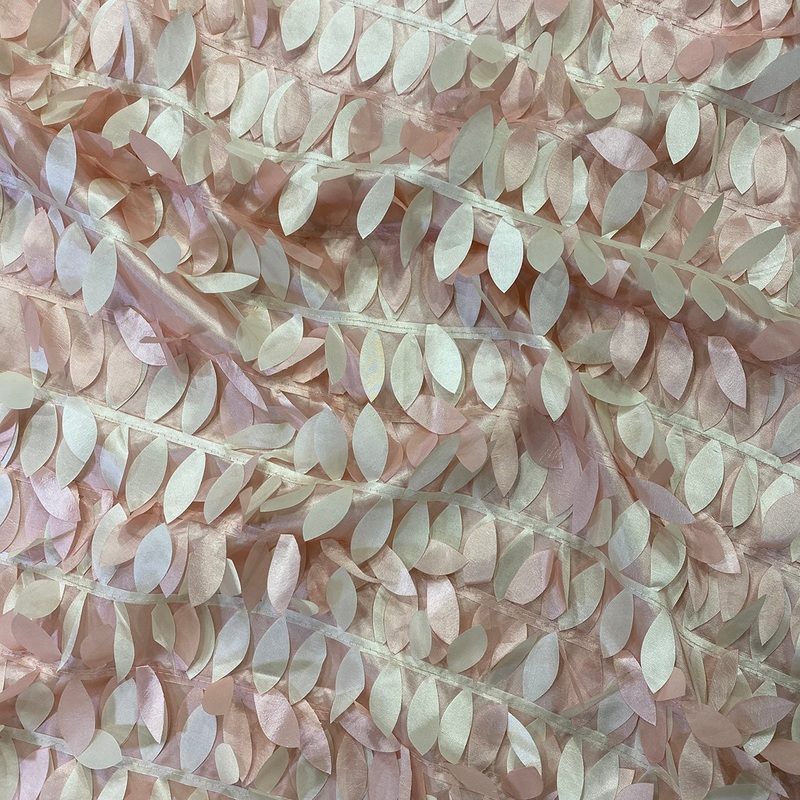 Leaf Hanging Taffeta Wholesale Fabric in Blush Mix