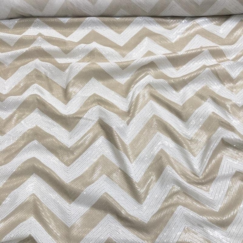 Chevron Sequins Wholesale Fabric in Gold