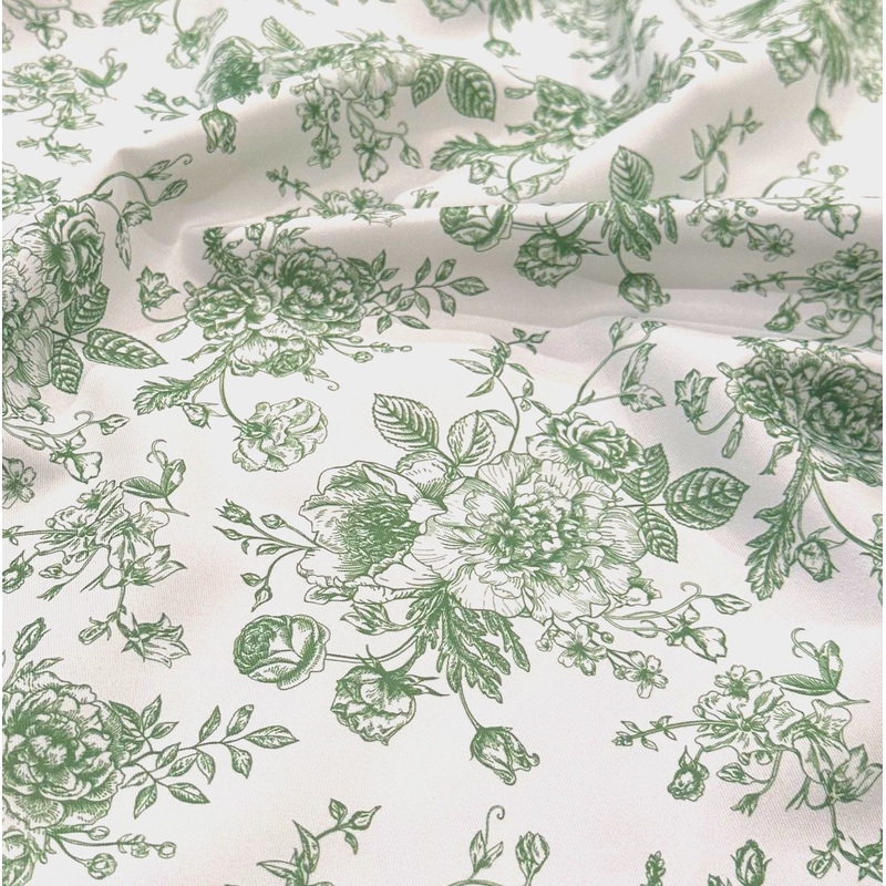 French Toile (Poly Print) Wholesale Fabric in Willow Green