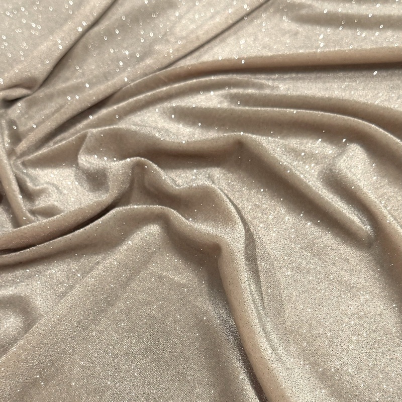 Glitter Velour Wholesale Fabric in Beige