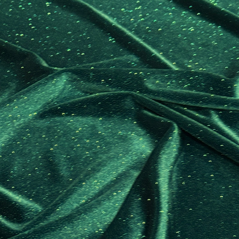 Glitter Velour Wholesale Fabric in Hunter Green