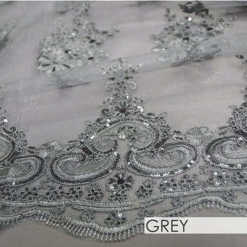 Venetian Lace Wholesale Fabric in Grey