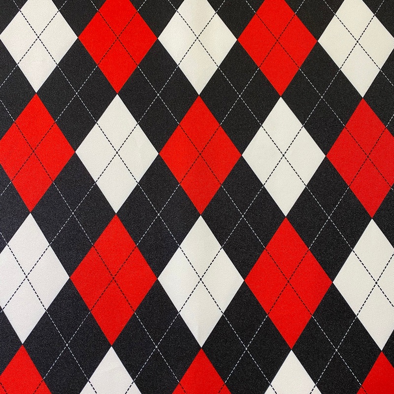 Argyle (Poly Print) Wholesale Fabric in Red Black and White