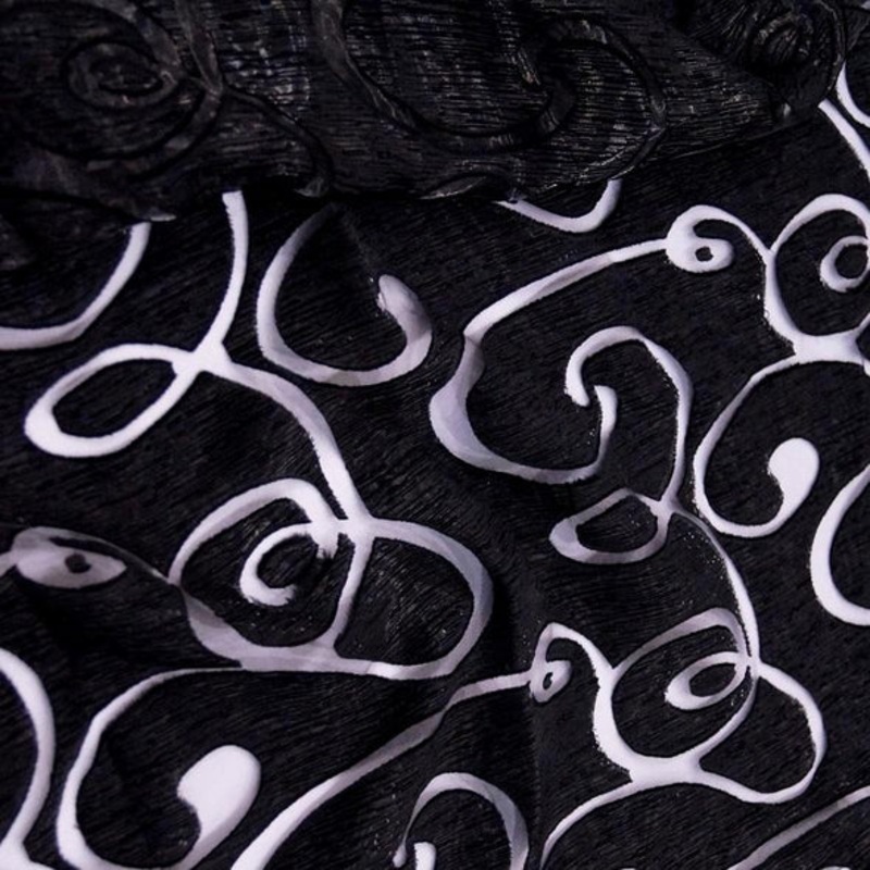 Contempo Scroll Sheer Wholesale Fabric in Black