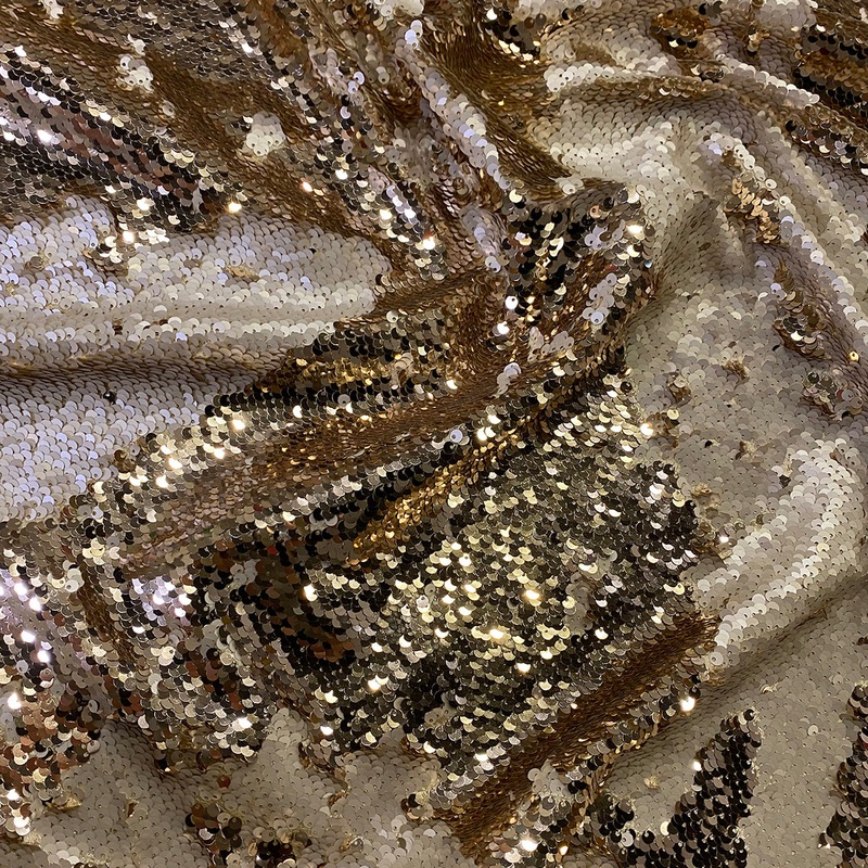 Two-Tone Sequins Wholesale Fabric in Champagne and Matte