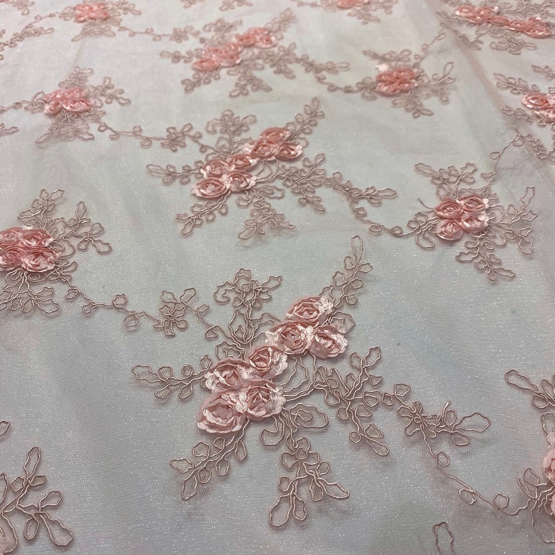 Baby Rose Embroidery Wholesale Fabric in Blush