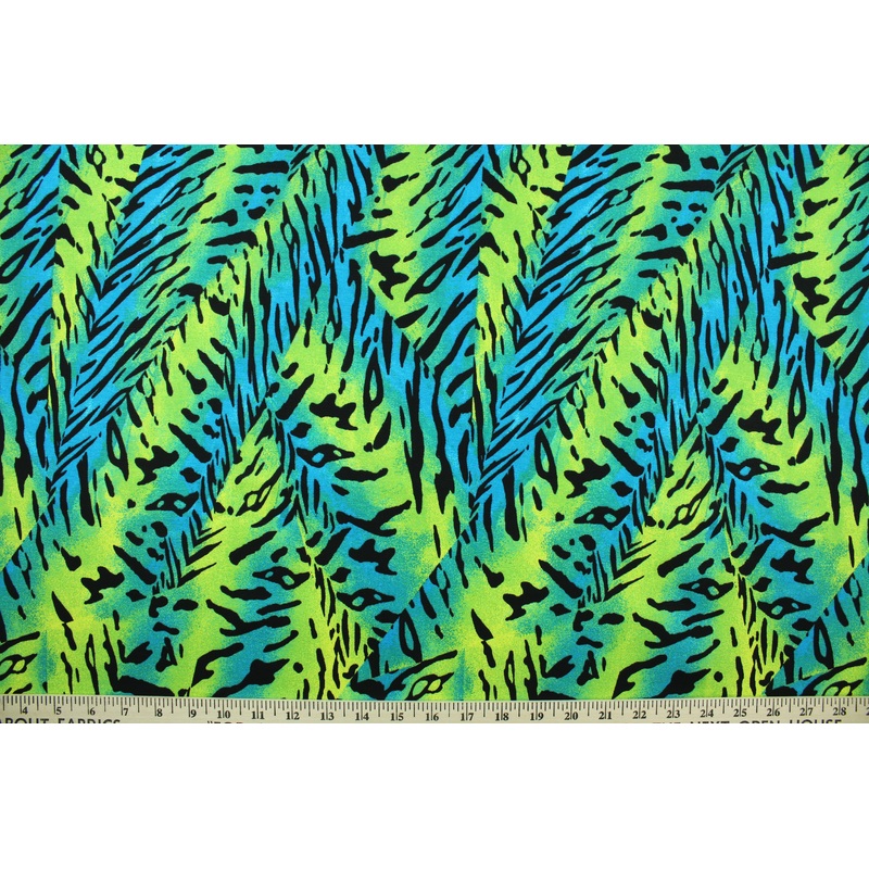 Verdant Jungle Print Fabric in Teal