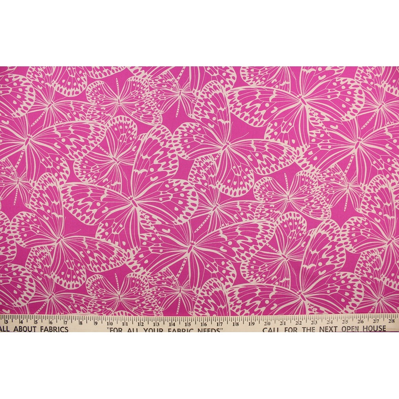 Benartex Butterflies in Dark Pink