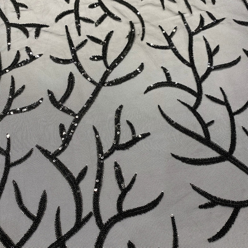 Brooks Sequins Wholesale Fabric in Black