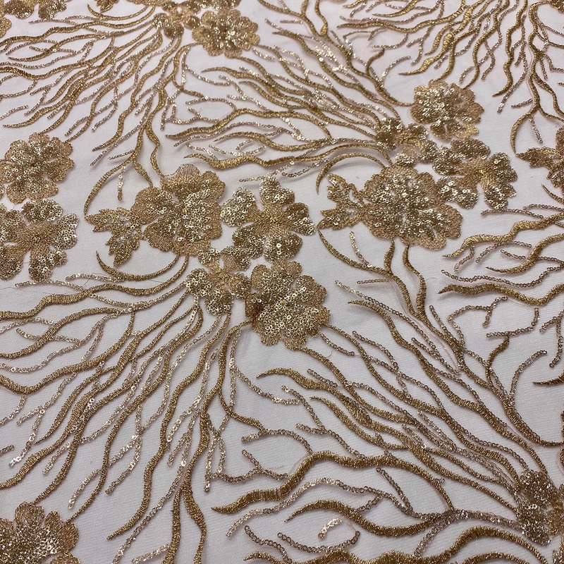 Marigold Sequins Wholesale Fabric in Rose Gold