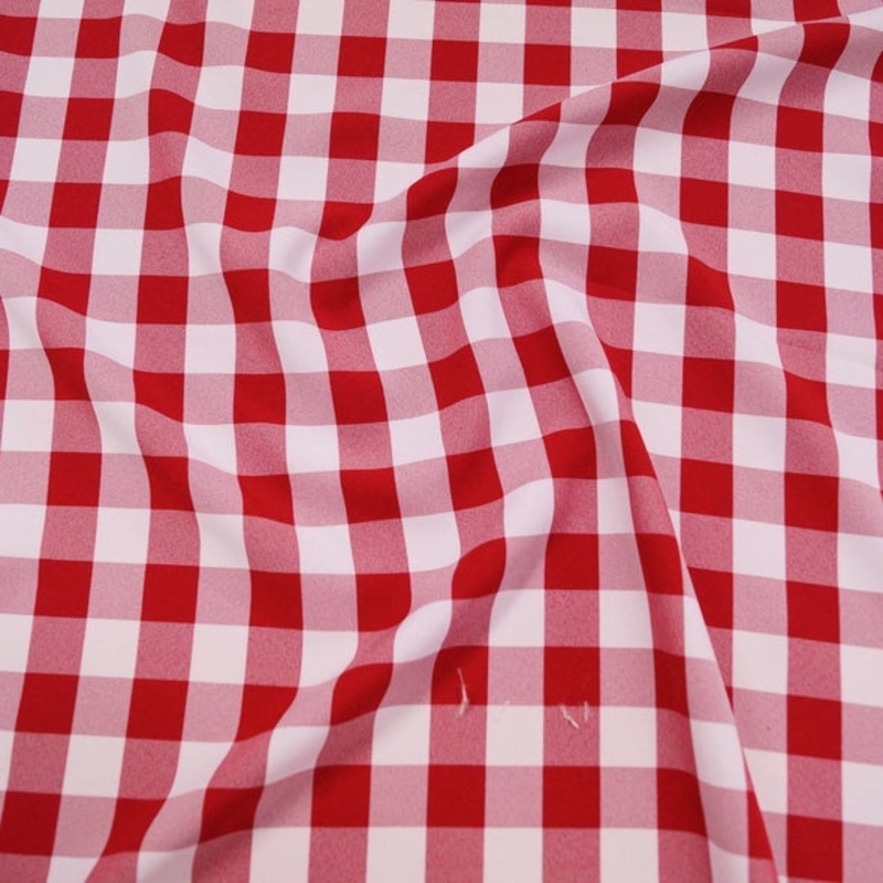 Polyester Checker (Gingham) Wholesale Fabric in Red