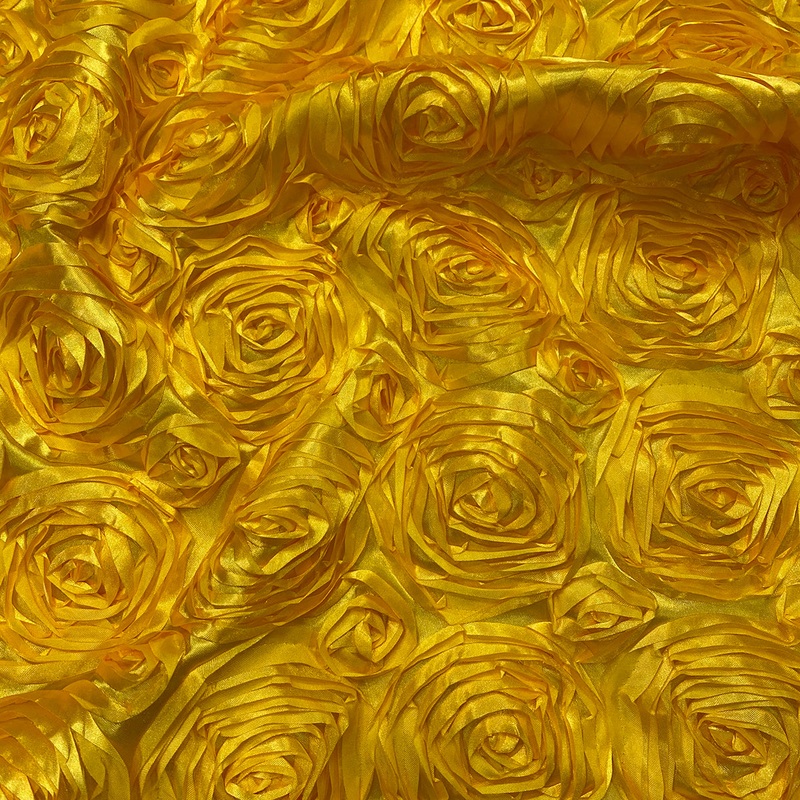 Rose Satin (3D) Wholesale Fabric in Yellow