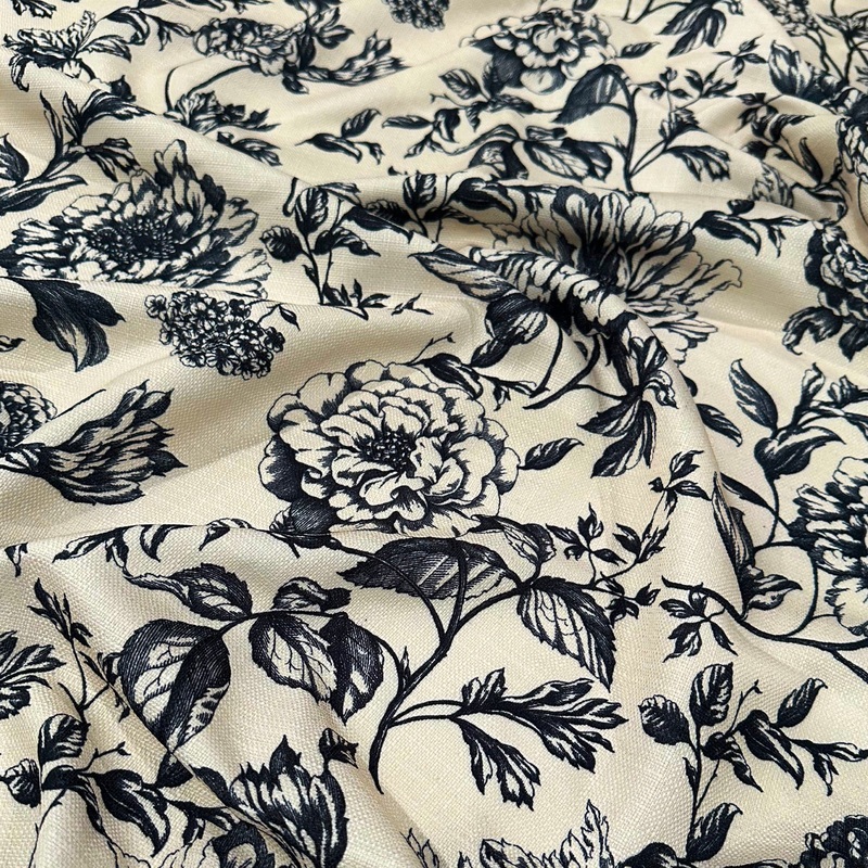 Artistry Bloom Wholesale Fabric in Taupe / Black