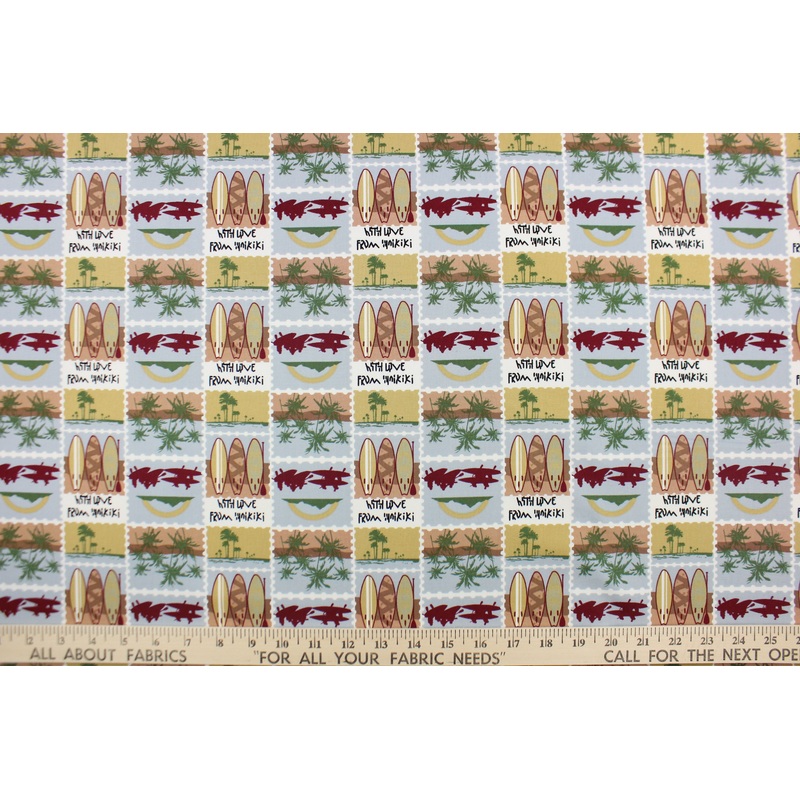 Benartex Hawaii Boxes in Maroon
