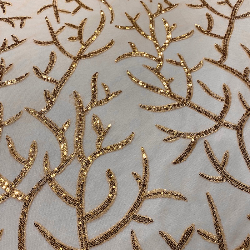 Brooks Sequins Wholesale Fabric in Gold