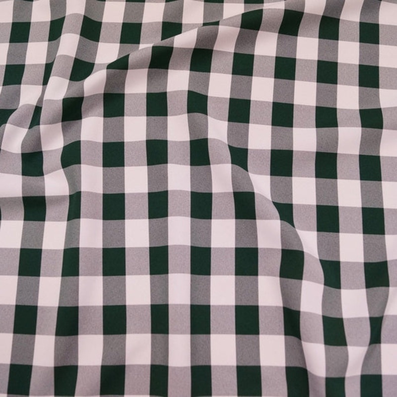 Polyester Checker (Gingham) Wholesale Fabric in Hunter Green