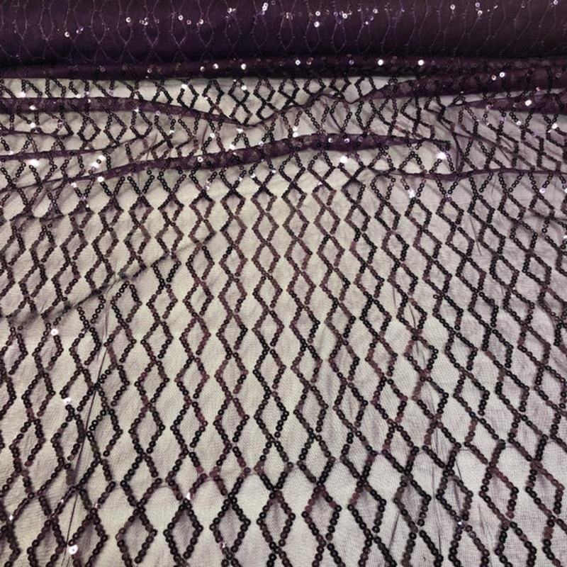 Vortex Sequins Wholesale Fabric in Plum