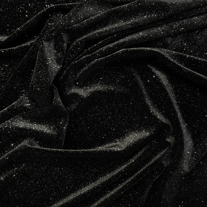 Glitter Velour Wholesale Fabric in Black