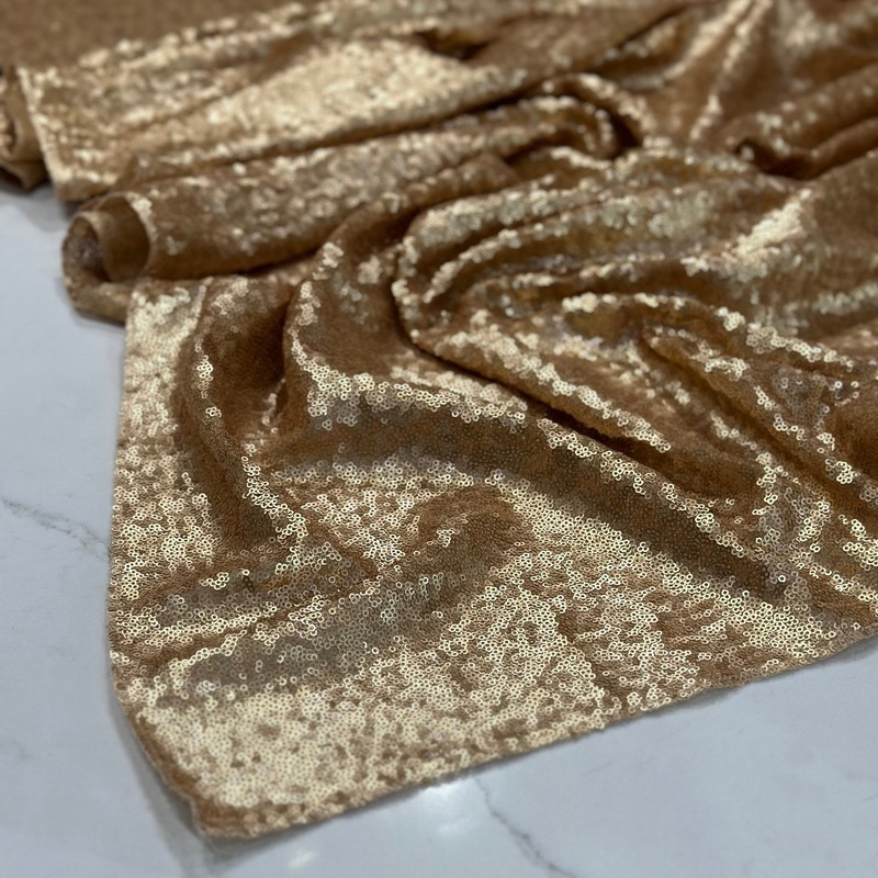 Glitz Sequins Wholesale Fabric in Antique Gold