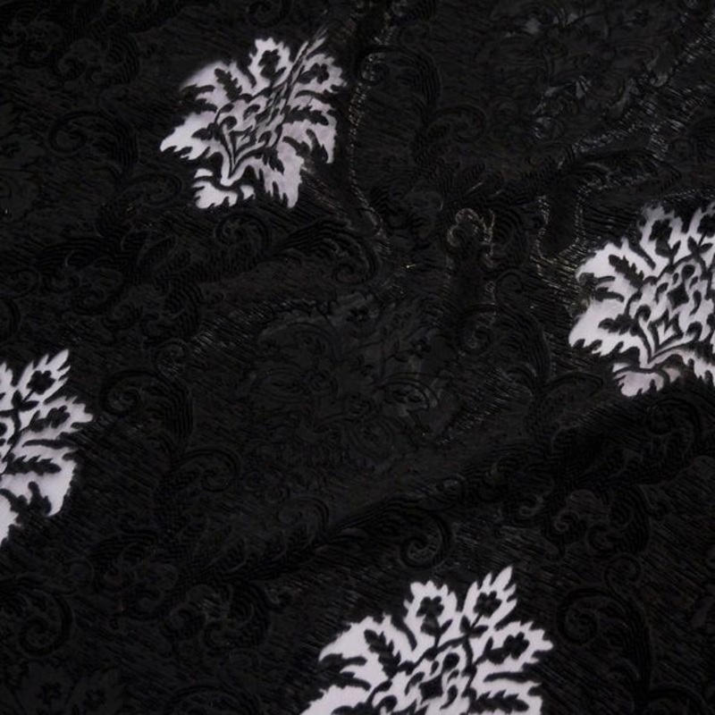 Regency Damask Sheer Wholesale Fabric in Black