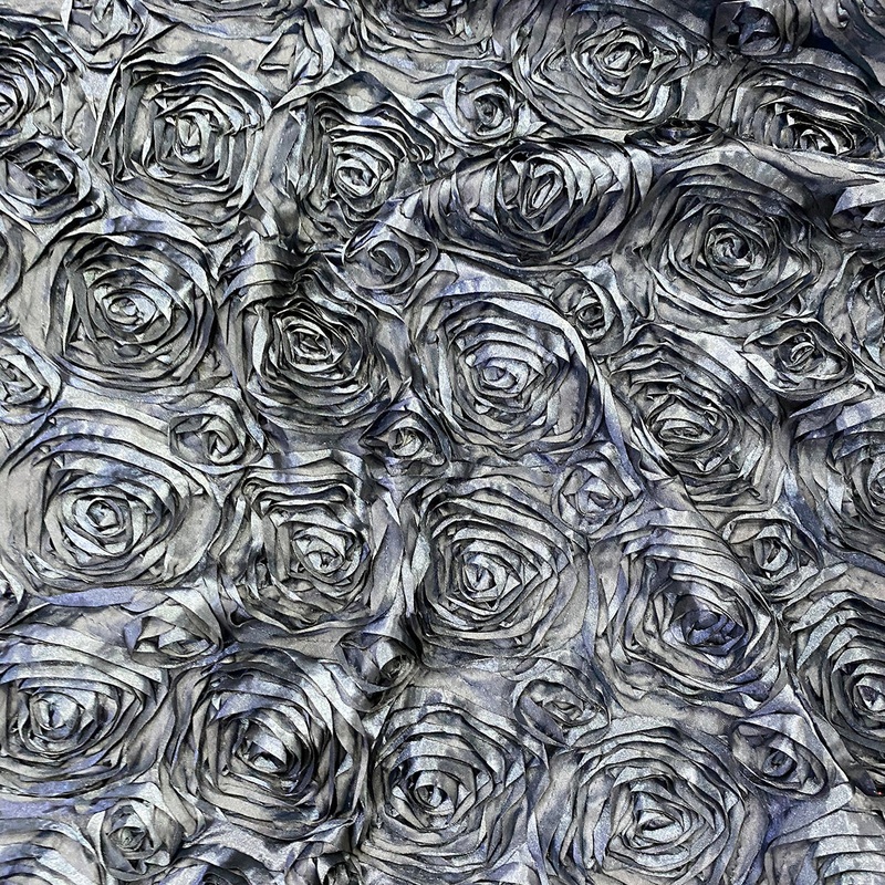 Rose Satin (3D) Wholesale Fabric in Charcoal