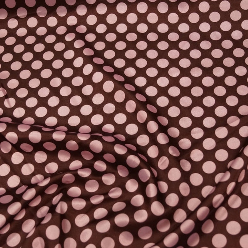 Satin Polka Dot Wholesale Fabric in Pink and Brown