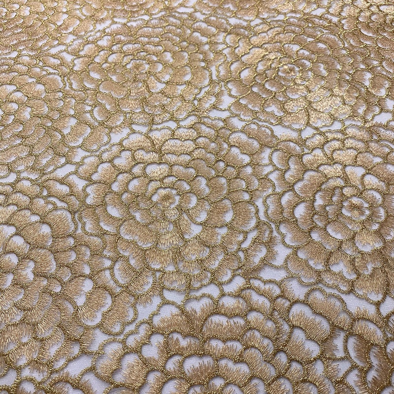 Metallic Rose Wholesale Fabric in Light Gold