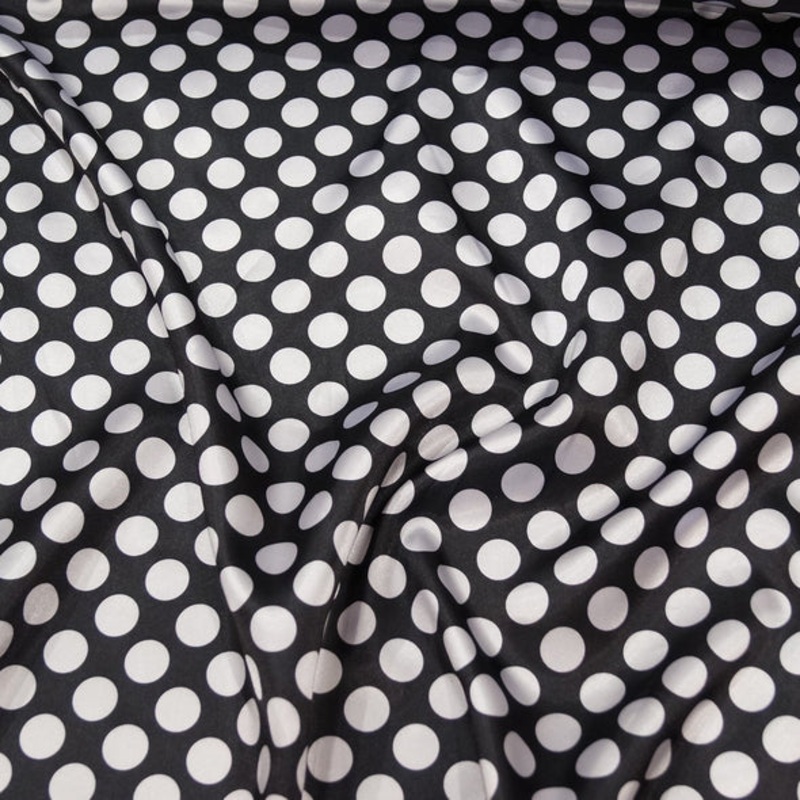 Satin Polka Dot Wholesale Fabric in White and Black