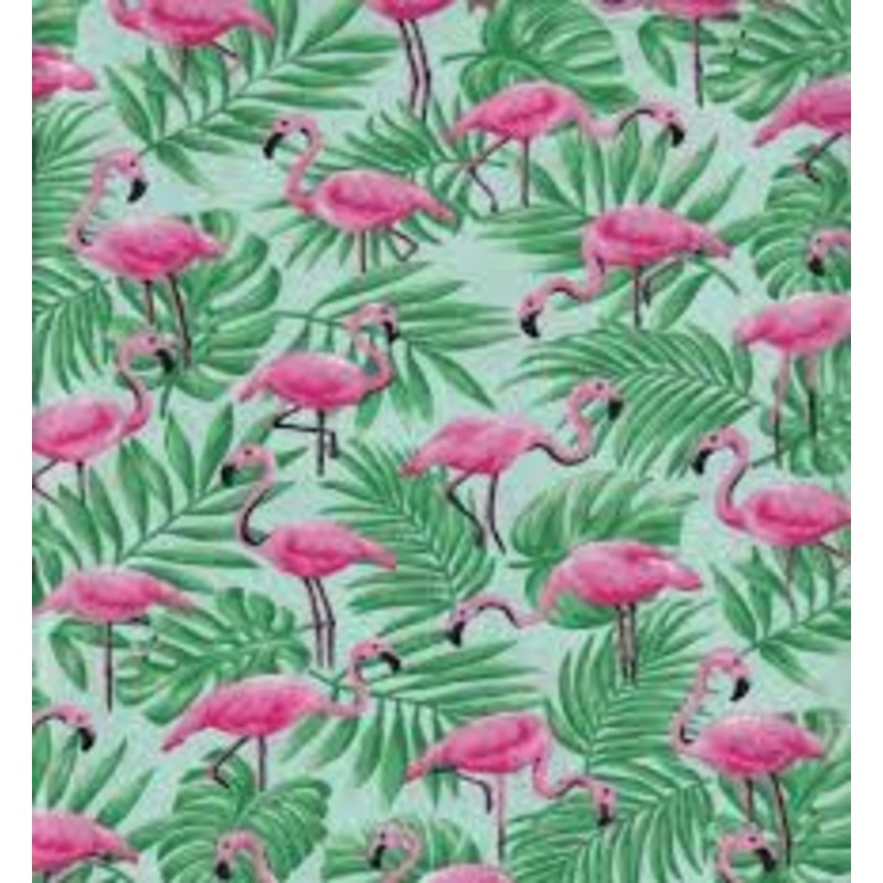 Timeless Treasures Flamingos in Palm