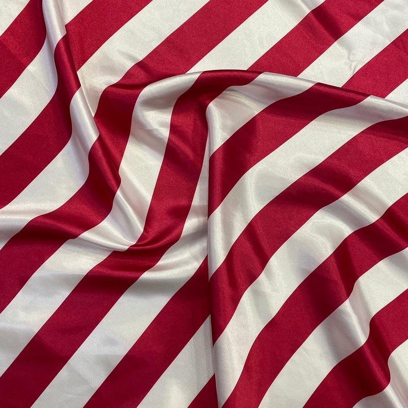 2" Satin Stripe Wholesale Fabric in White and Fuchsia