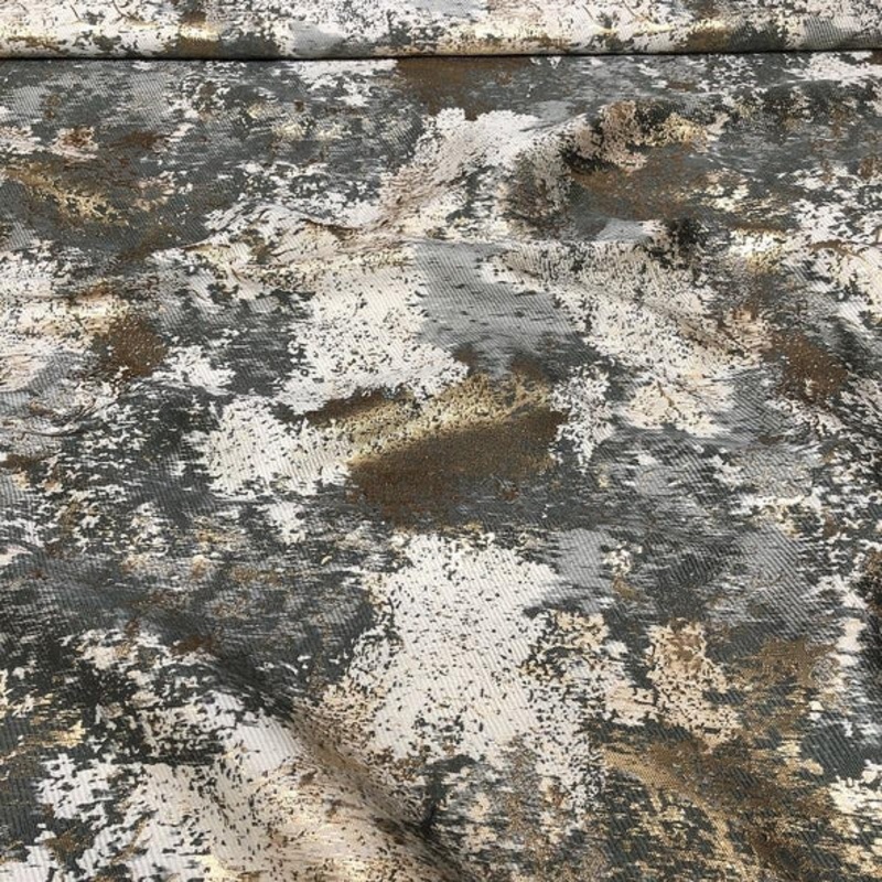Cascade Jacquard Wholesale Fabric in  Grey and Gold