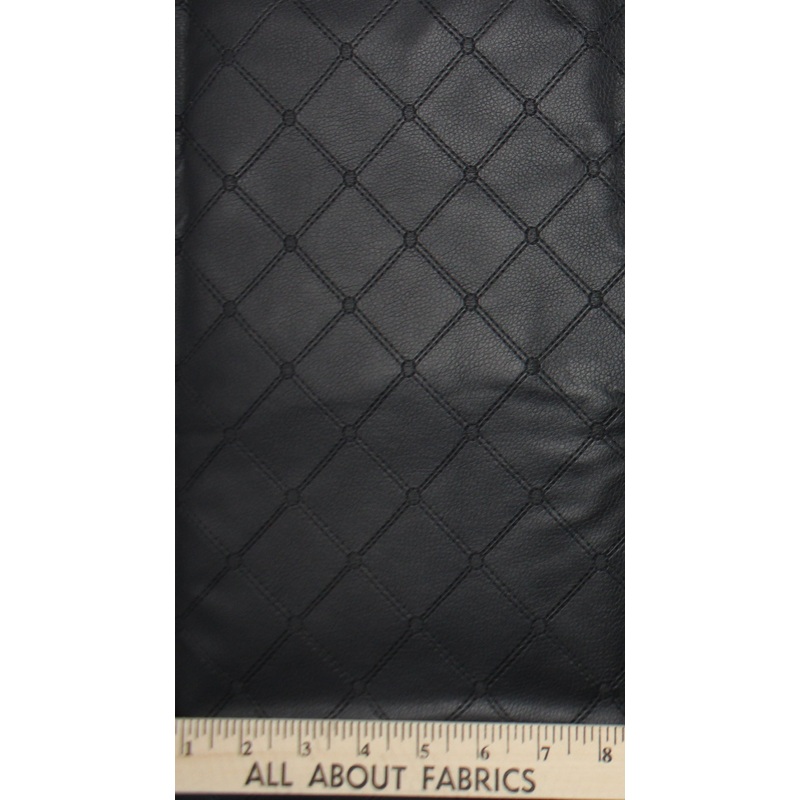 Japan Diamonds Faux Leather Fabric in Licorice
