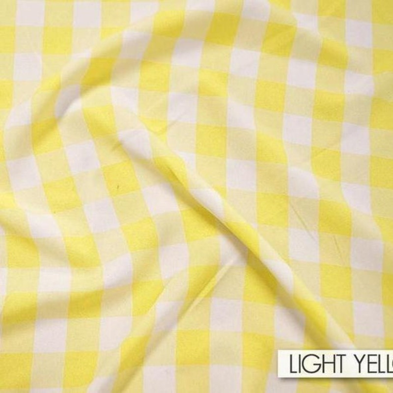 Polyester Checker (Gingham) Wholesale Fabric in Light Yellow
