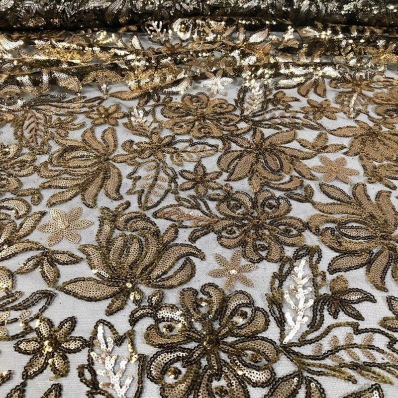 Starlight Sequins Wholesale Fabric in  Gold