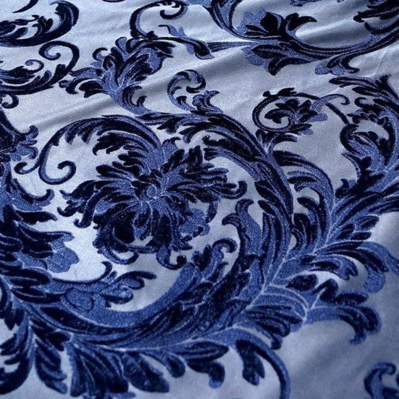 Victorian Jacquard Sheer Wholesale Fabric in Navy