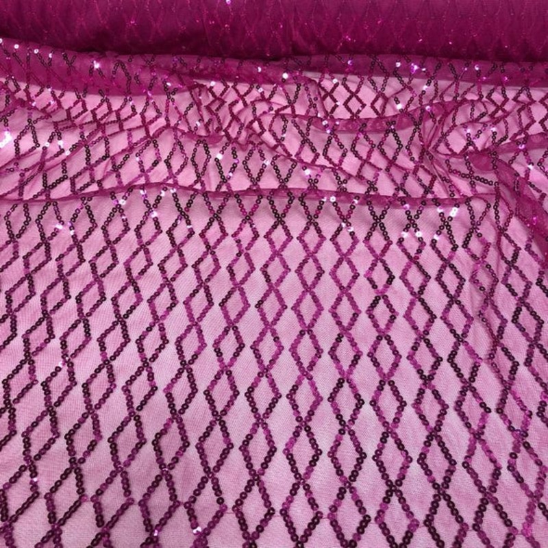 Vortex Sequins Wholesale Fabric in Fuchsia