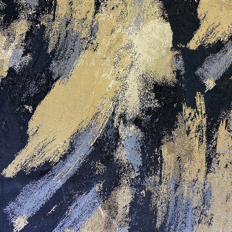 Element Jacquard Wholesale Fabric in Black and Gold